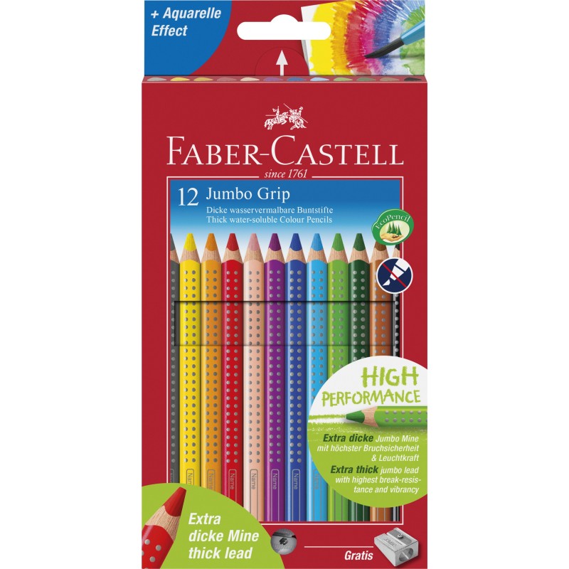 Faber-Castell Farbstift Jumbo GRIP · 12 Farben  im Kartonetui.