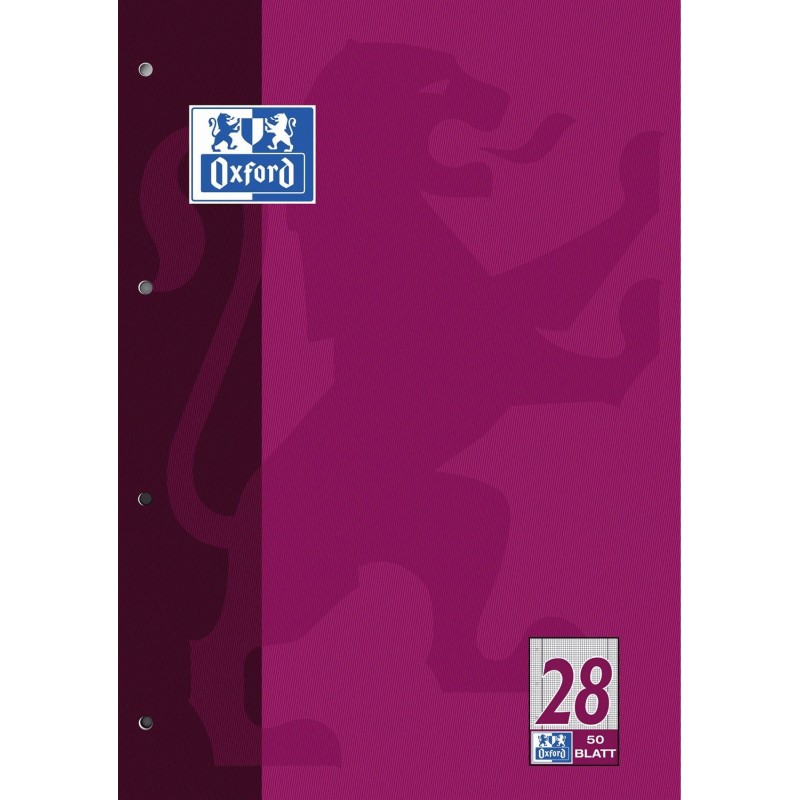 Oxford Schulblock A4 · Lineatur 28 kariert mit Doppelrand · 90 g/m² · 50 Blatt