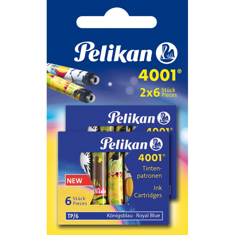 Pelikan Tintenpatrone 4001® · Standardgröße · königsblau · Blister mit 2 Etuis à 6 Patronen