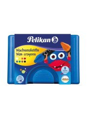 Pelikan Wachsmalstift 666/8 · rund · wasservermalbar · 8 Farben · Box mit 8 Stück + 1 Schaber