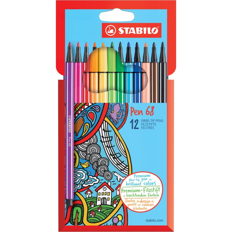STABILO® Premium-Filzstift STABILO® Pen 68 · Kartonetui mit 12 Farben