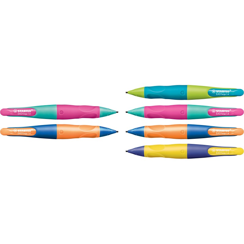 STABILO® Ergonomischer Druckbleistift STABILO® EASYergo 1.4 · neonlimonengrün/aquamarin · Rechtshänder