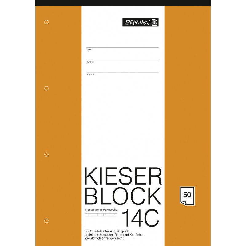 BRUNNEN Kieserblock 14C · unliniert/blanko · 50Bl