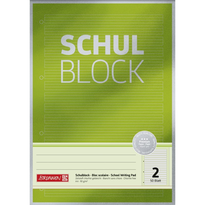 Brunnen Schulblock Din A4 Lineatur 2 50 Blatt Premium