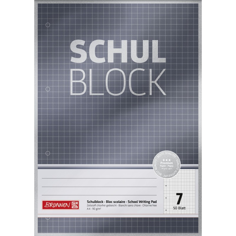 BRUNNEN Schulblock · DIN A4 · Lineatur 7 · 50 Blatt · Premium