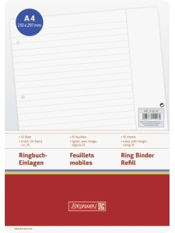 BRUNNEN Ringbucheinlagen · DIN A4 · liniert mit Rand · Lineatur 25 · 50 Blatt