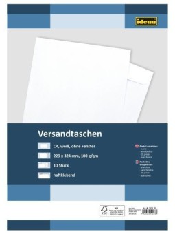 IDENA Versandtasche C4 weiß 5 Stück