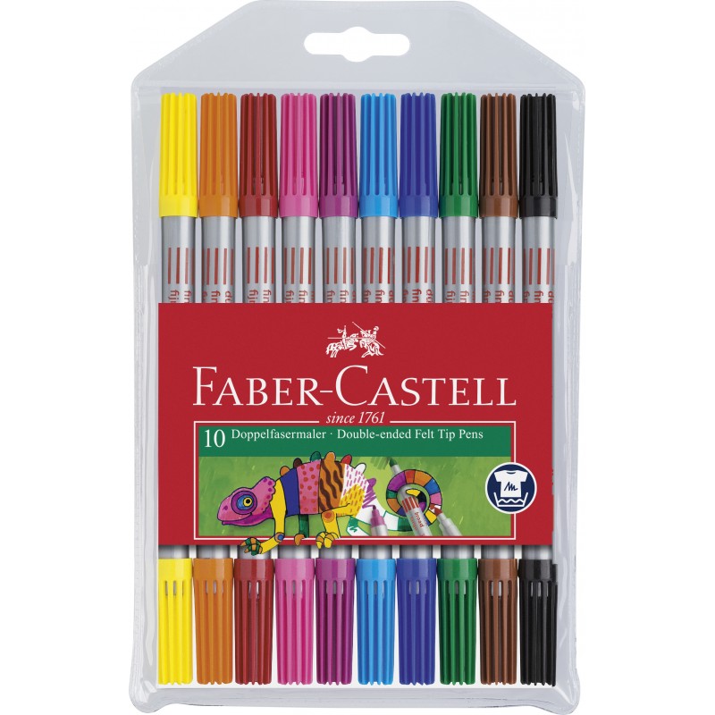 Faber-Castell Doppelfasermaler · dünne und dicke Spitze · 10 Farben