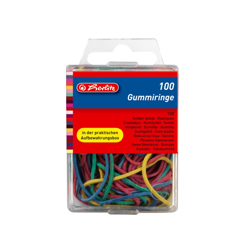 Herlitz Gummiband / Gummiring ·  100 Stück · 20 - 70mm · farbig sortiert