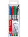 STABILO® Folienstift STABILO® OHPen universal · Fein (F) 0,7 mm · wasserlöslich · Etui mit 4 Stiften