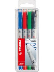 STABILO® Folienstift STABILO® OHPen universal · Medium (M) 1 mm · wasserlöslich · Etui mit 4 Stiften