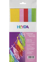 Heyda Seidenpapier / Blumenseide · 5 Bogen · gelb-rosa-hellrot-hellblau-hellgrün