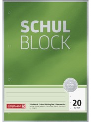 BRUNNEN Schulblock · A4 unlininiert · Lineatur 20 · 50 Blatt Premium