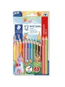 STAEDTLER® Farbstift Noris Club® jumbo dreikant · 128 NC12P1 · 4 mm · Kartonetui mit 12 Farben + Spitzer