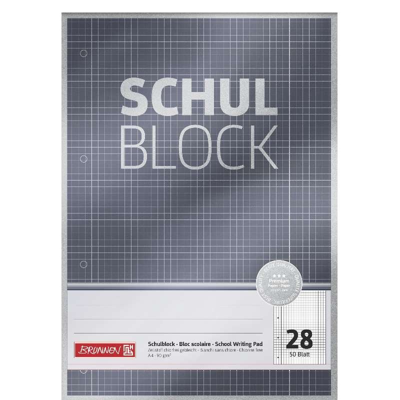 BRUNNEN Schulblock · DIN A4 · Lineatur 28 · 50 Blatt · Premium