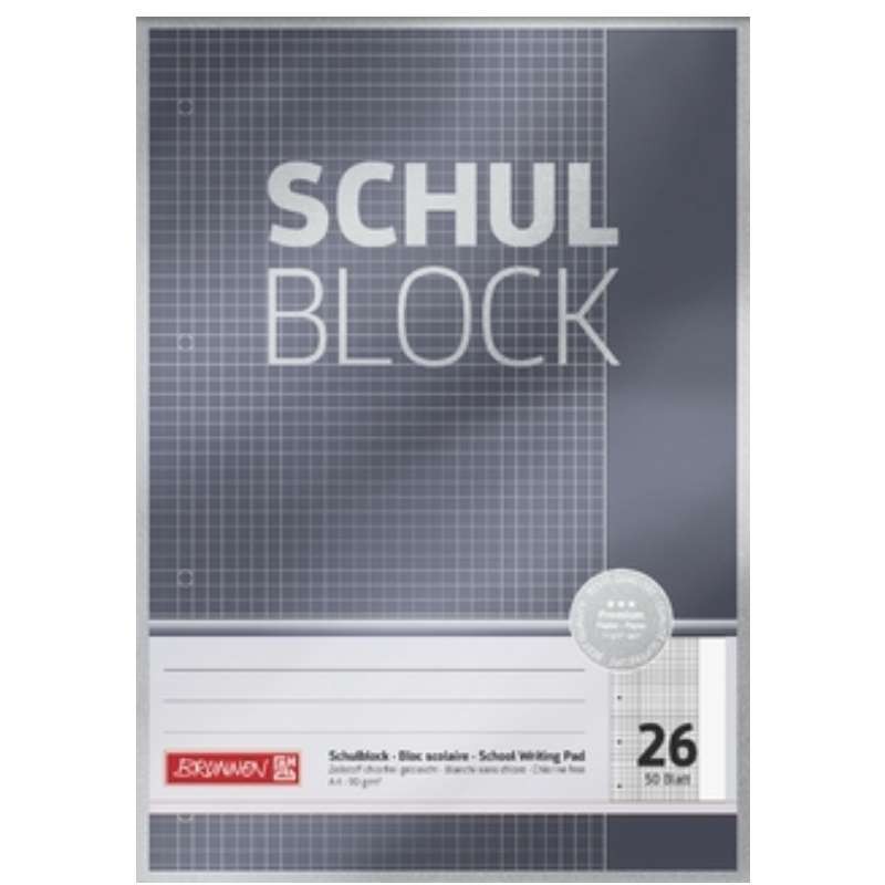 BRUNNEN Schulblock · DIN A4 · Lineatur 26 · 50 Blatt · Premium