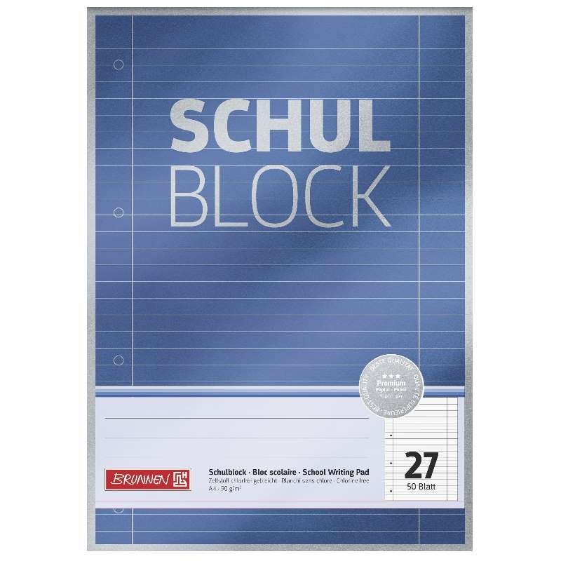 BRUNNEN Schulblock · DIN A4 · Lineatur 27 · 50 Blatt · Premium