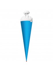 Roth Bastelschultüte · mit Filzverschluss · 70cm · rund · pazifikblau - weiße Punkte