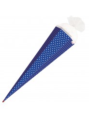 Roth Bastelschultüte  · mit Tüllverschluss · 85cm · 6-eckig · ultramarinblau - weiße Sterne