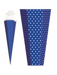 Roth Bastelschultüte  · mit Tüllverschluss · 85cm · 6-eckig · ultramarinblau - weiße Sterne