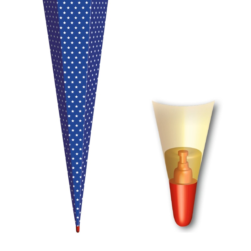 Roth Bastelschultüte  · mit Tüllverschluss · 85cm · 6-eckig · ultramarinblau - weiße Sterne