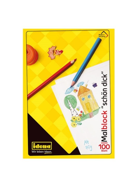 idena Malblock "schön dick" ·  DIN A4 · Grammatur 70g/m² · 100 Blatt · kopfverleimt
