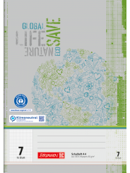 BRUNNEN Schulheft · DIN A4 · Lineatur 7 · Große Kästchen · 16 Blatt · Umweltpapier