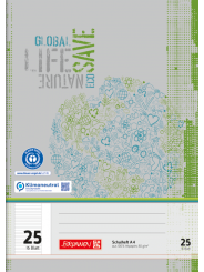 BRUNNEN Schulheft · DIN A4 · Lineatur 25 · liniert mit Rand · 16 Blatt · Umweltpapier
