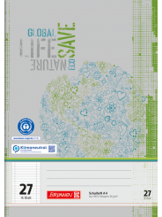 BRUNNEN Schulheft · DIN A4 · Lineatur 27 · liniert mit Doppelrand · 16 Blatt · Umweltpapier