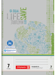 BRUNNEN Schulheft · DIN A5 · Lineatur 7  · Große Kästchen · 16 Blatt · Umweltpapier