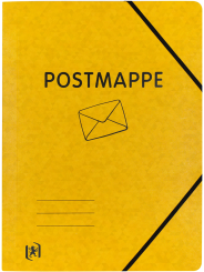 Oxford Postmappe · Top File + A4 · Eckspannermappe mit Aufdruck "Postmappe" · gelb · extra stabiler 390 g/m² Quality-Karton