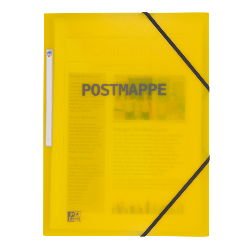Oxford Postmappe · gelb-transzulent · Eckspannermappe mit Aufdruck "Postmappe" · gelb · Kunststoff