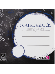 LANDRÉ Collegeblock · A4 · 80 Blatt · Lineatur 21 · liniert · ohne Rand