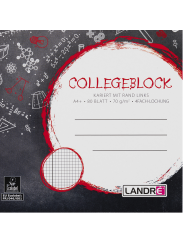 LANDRÉ Collegeblock · A4 · 80 Blatt · Lineatur 22 · kariert · ohne Rand