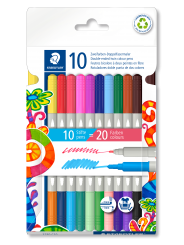STAEDTLER® Doppelfasermaler · zweifarbig · 10 Stifte · 20 Farben
