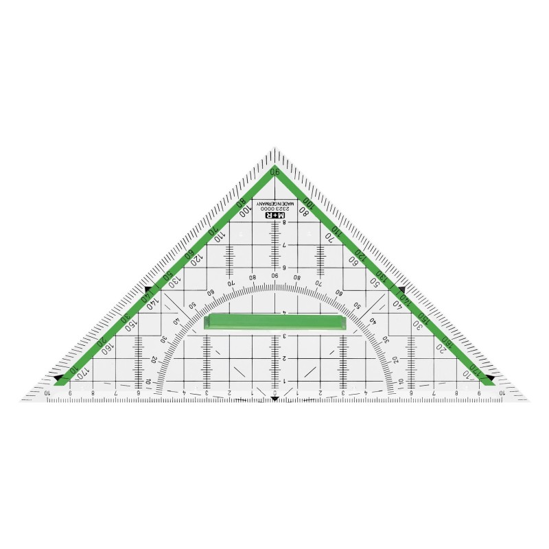M+R Geo-Dreieck · groß · mit Griff · 22 cm · glasklar