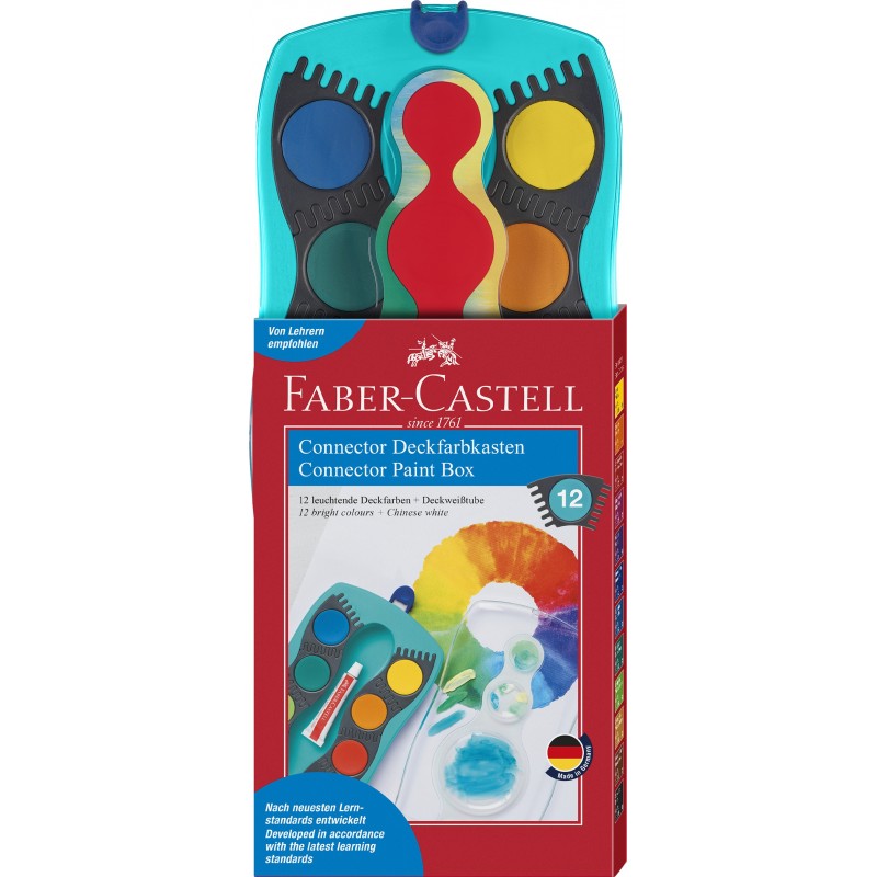 Faber-Castell · Farbkasten CONNECTOR · 12 Farben · inkl. Deckweiß · türkis