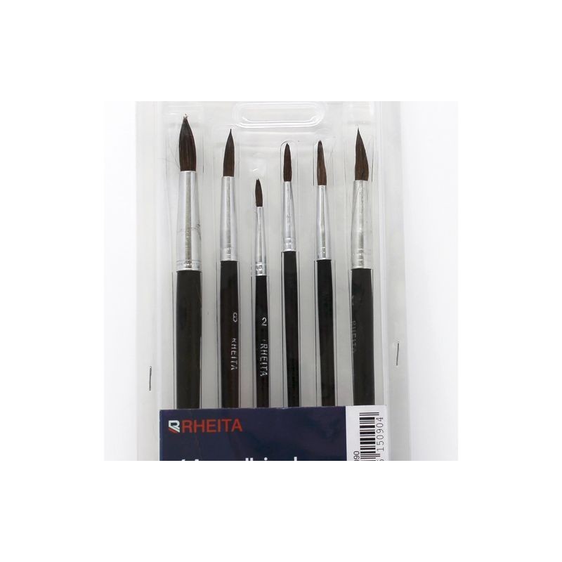 Haarpinsel-Set 6-teilig · 6 Aquarellpinsel 2 - 4 - 6  - 8 - 10 - 12