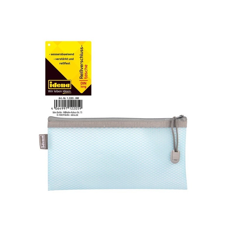 idena · Mäppchen · Reißverschlusstasche Mesh ·  Din Lang · Blau