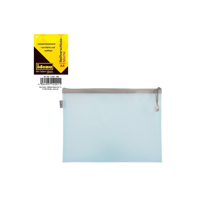 idena Reißverschlusstasche Mesh · A4+ · Blau