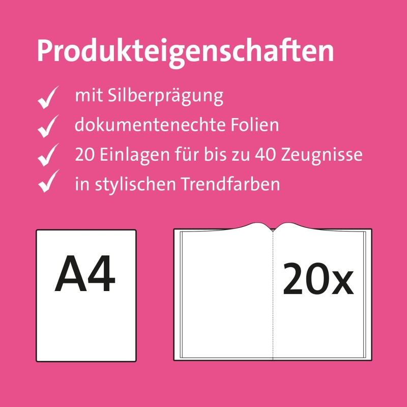 ROTH Zeugnismappe A4 · 20 Hüllen · magenta
