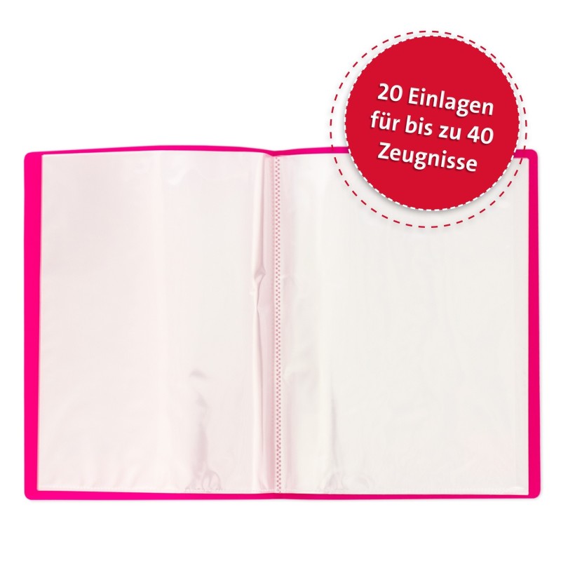 ROTH Zeugnismappe A4 · 20 Hüllen · magenta