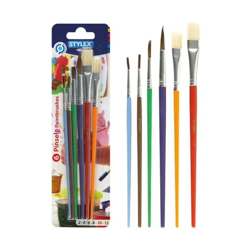 Schulpinsel-Set 6-teilig · 4 Haarpinsel · 2 Flachpinsel