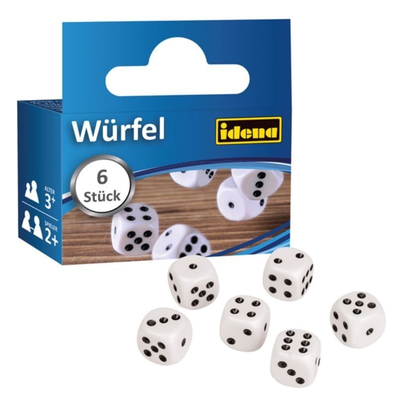 idena Würfelset · 6 weiße Spielwürfel