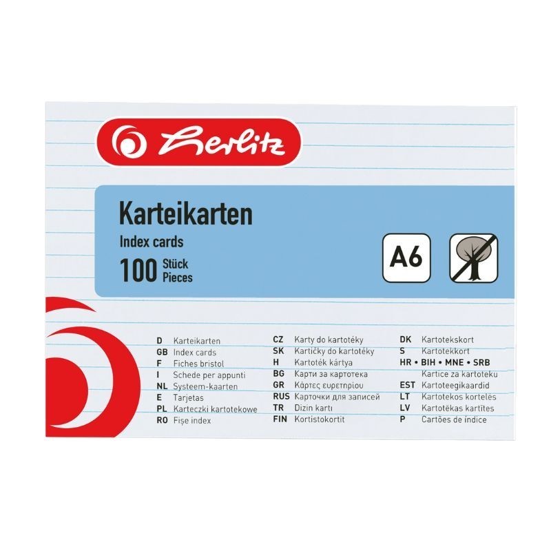 herlitz  Karteikarte A6 liniert weiß 100St