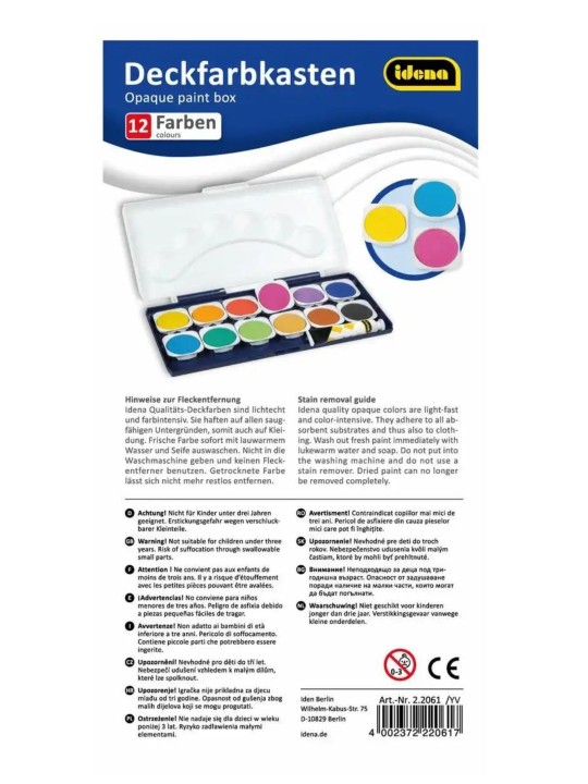 idena Deckfarbkasten · inkl. Deckweiß · 12 Farben