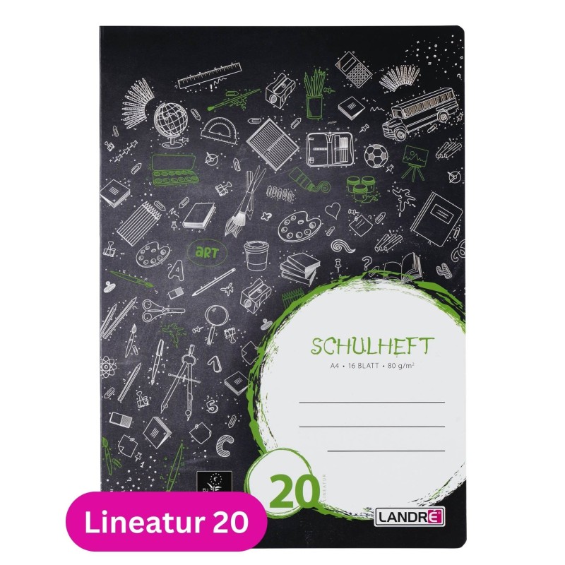 Landré Schulheft A4 · Lineatur 20 · 80 g/m² · 16 Blatt