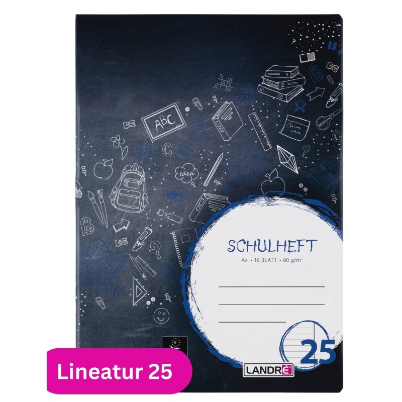 Landré Schulheft A4 · Lineatur 25 · 80 g/m² · 16 Blatt