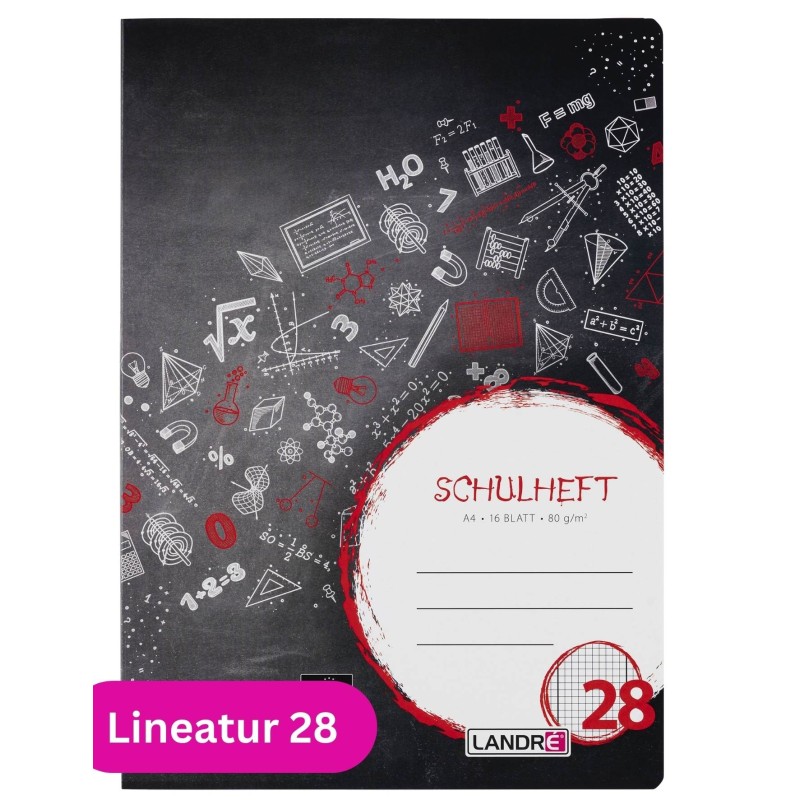 Landré Schulheft A4 · Lineatur 28 · 80 g/m² · 16 Blatt
