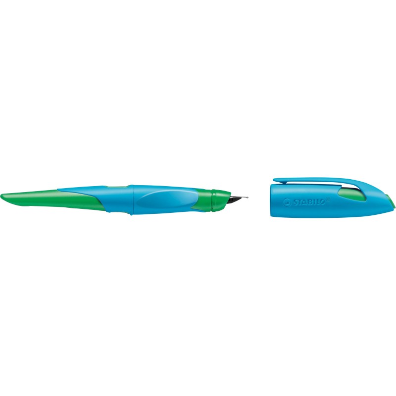 STABILO® Ergonomischer Schulfüller STABILO® EASYbirdy · Feder A · himmelblau/grasgrün · Rechts-/Linkshänder